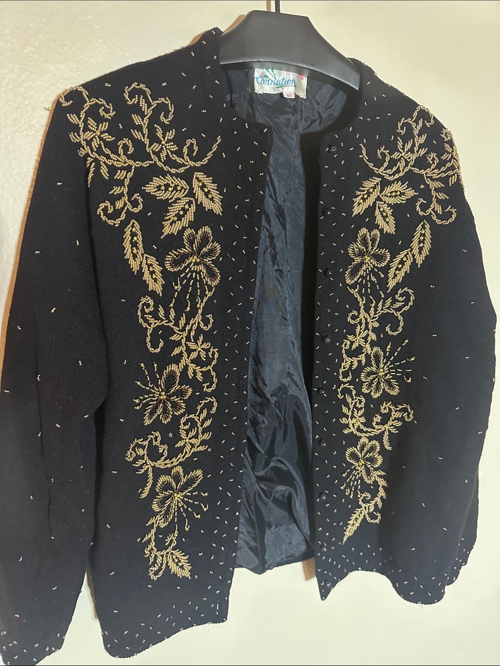 Vintage 1950’s black beaded cardigan